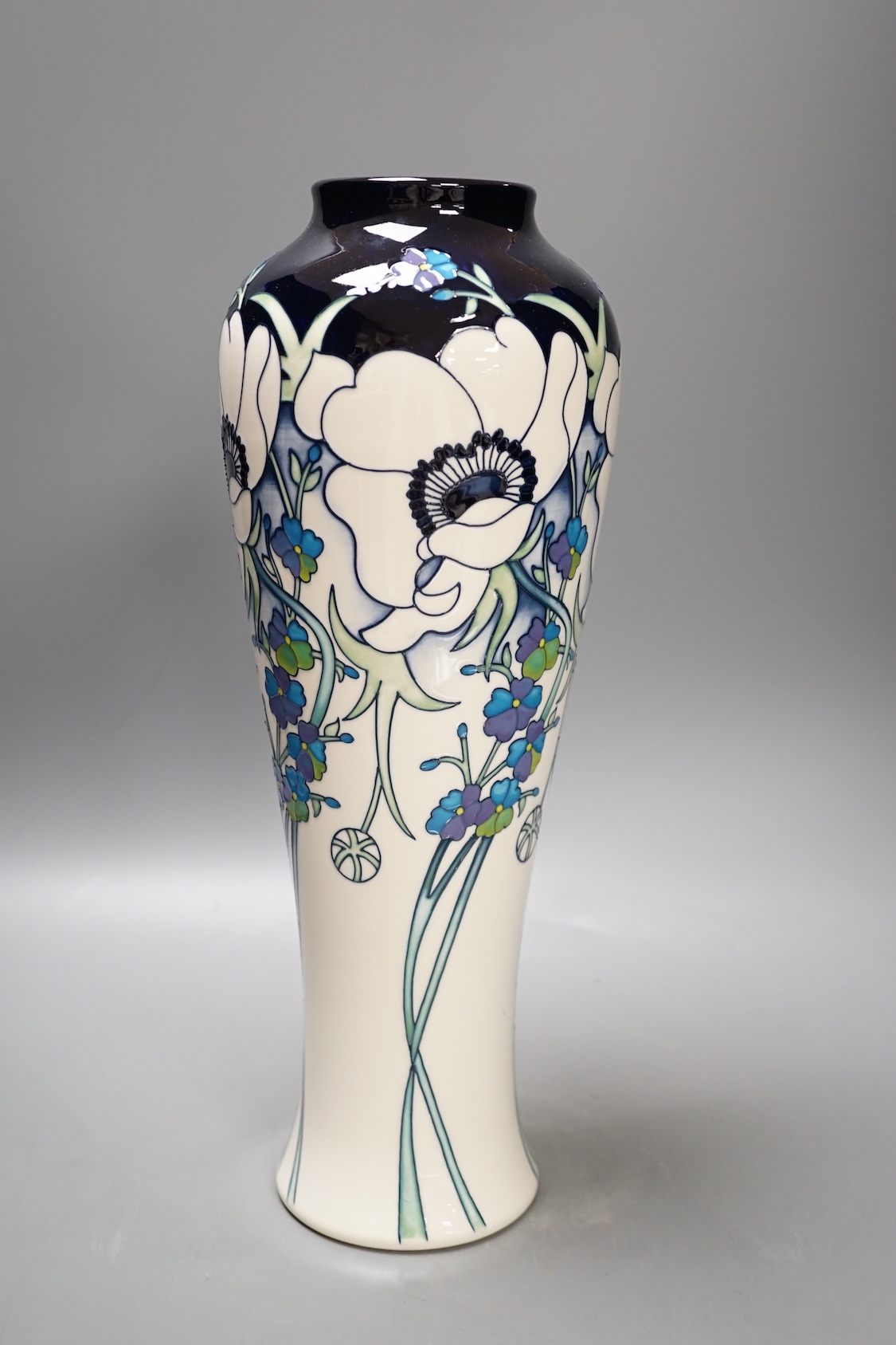A Moorcroft limited edition 2018 7/25 'white splendour' vase, boxed, 38cms high.
